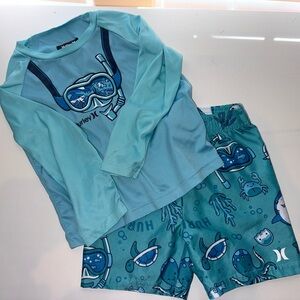 Hurley Shark Bathing Suit and Rash Guard